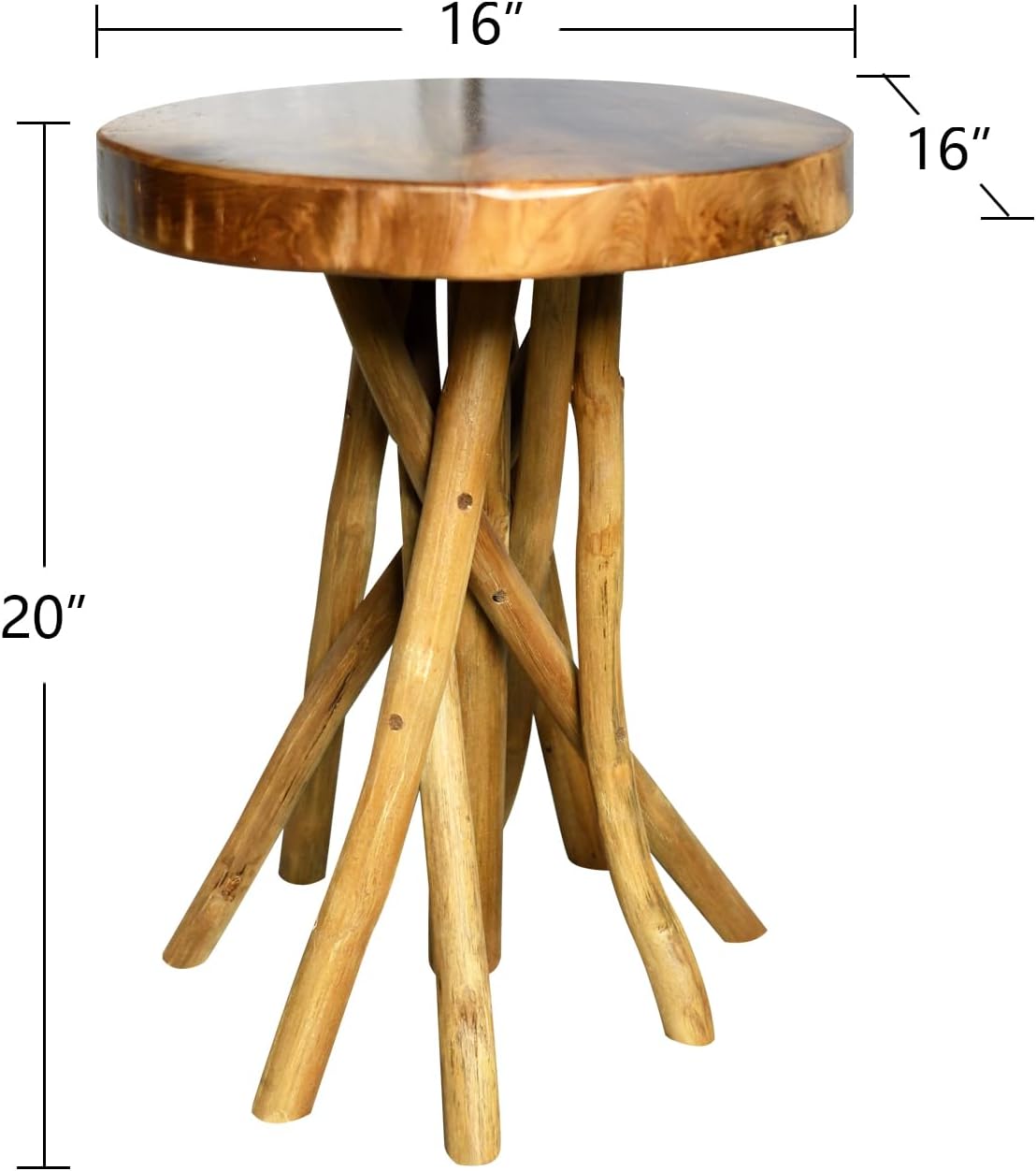 Solid Teak Stick-Leg Side Table, 16x20 Inch