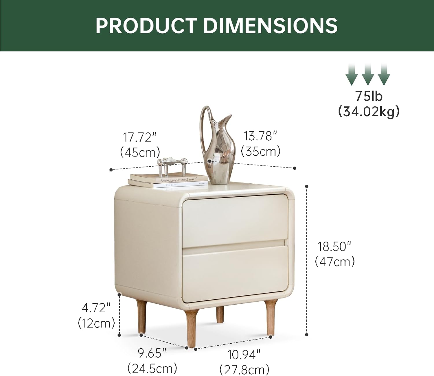 Set of Two White Mid-Century Nightstands