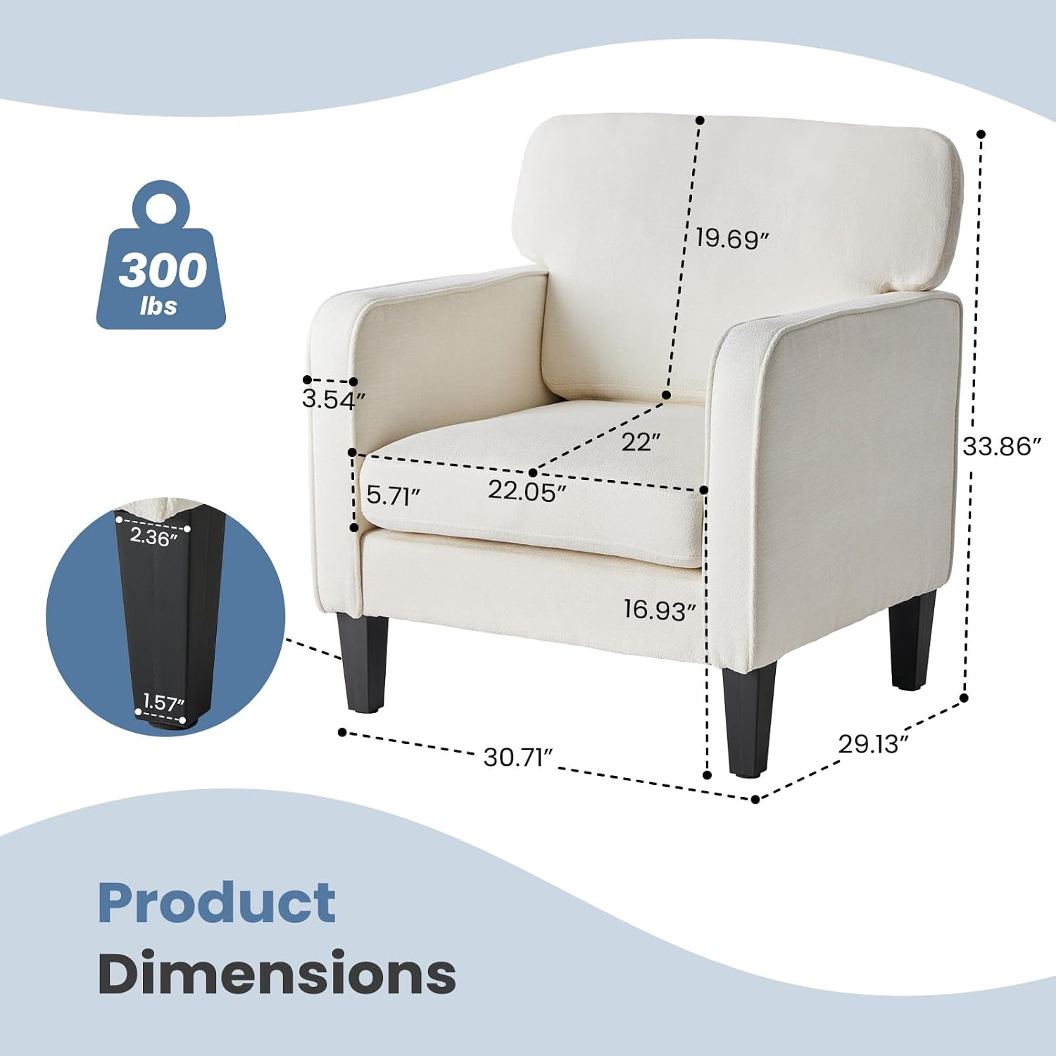 Lounge Armchair for Sitting Room Corner, Single
