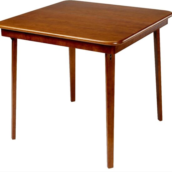 Classic Straight-Edge Square Wood Folding Table, Fruitwood