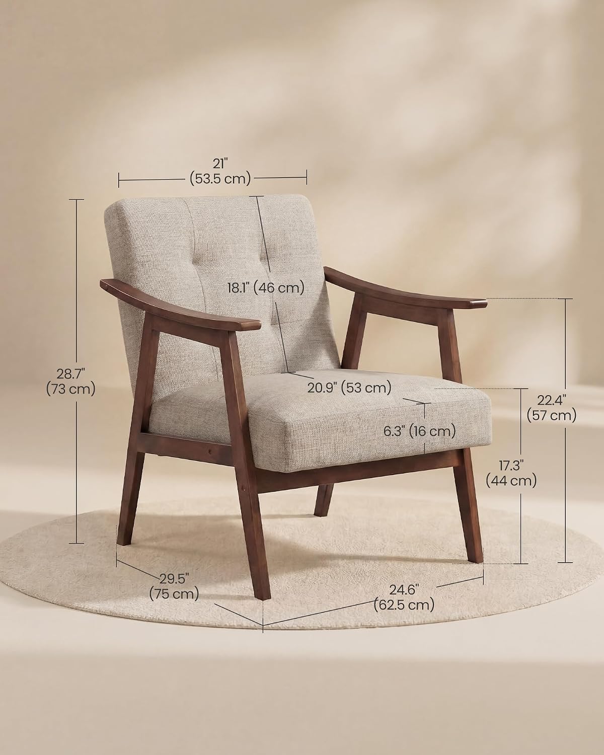 Accent Armchair, PU Leather, Button-Tufted, Thick Cushion