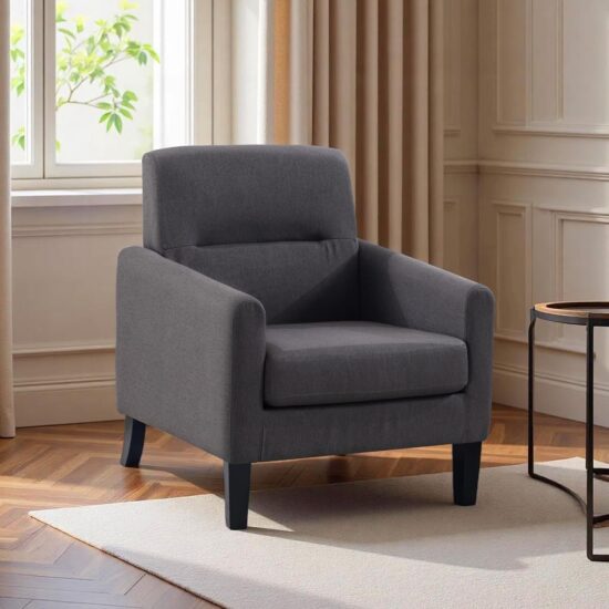 Dark Grey Mid-Century Accent Armchair for Sitting Room