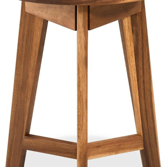 Solid Acacia Round Side Table, Natural Finish