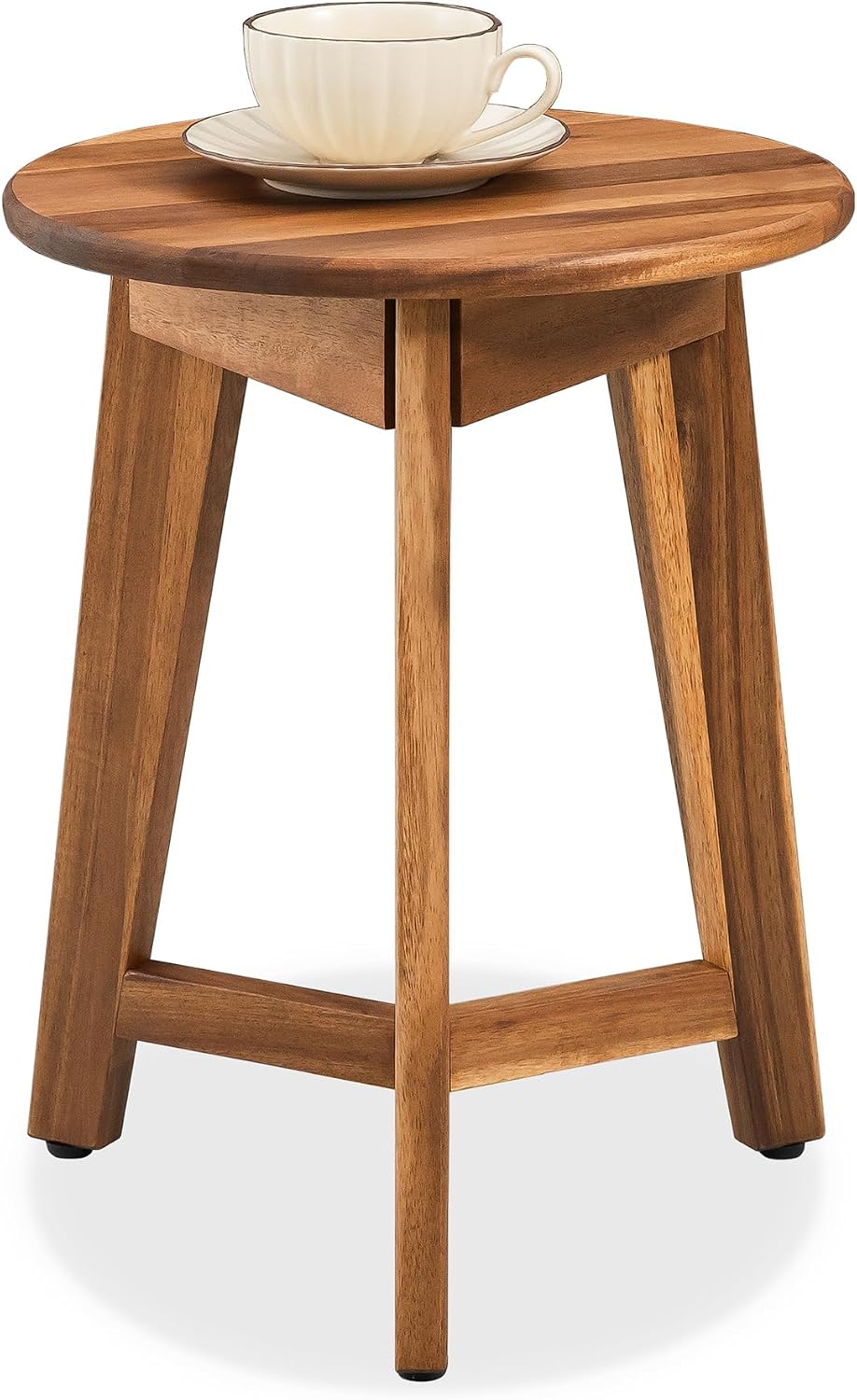 Solid Acacia Round Side Table, Natural Finish