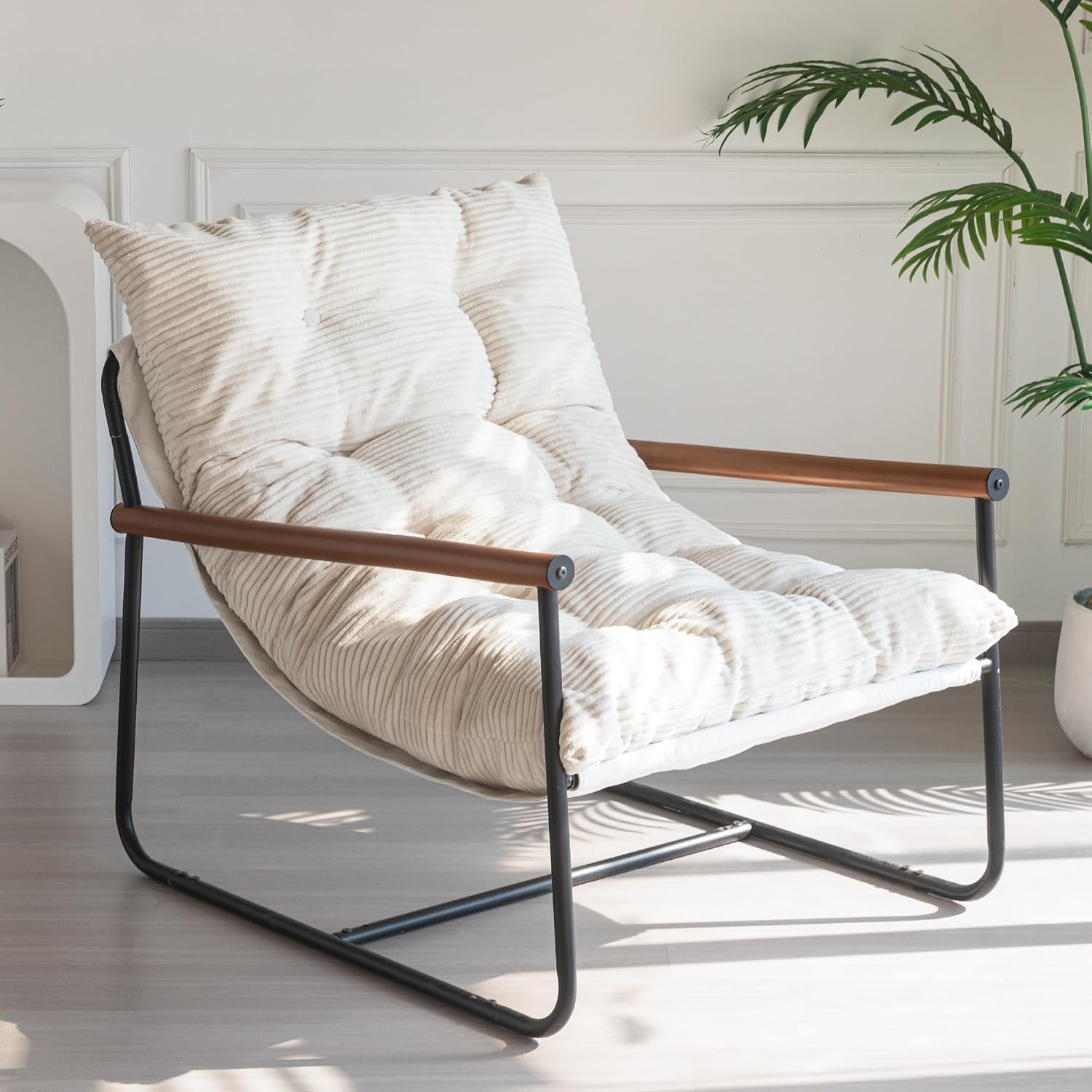Contemporary Accent Armchair with Metal Frame
