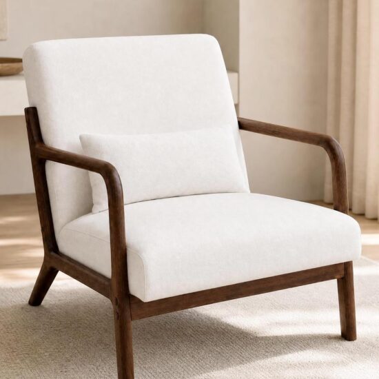 Mid-Century Accent Armchair Upholstered with Lumbar Cushion
