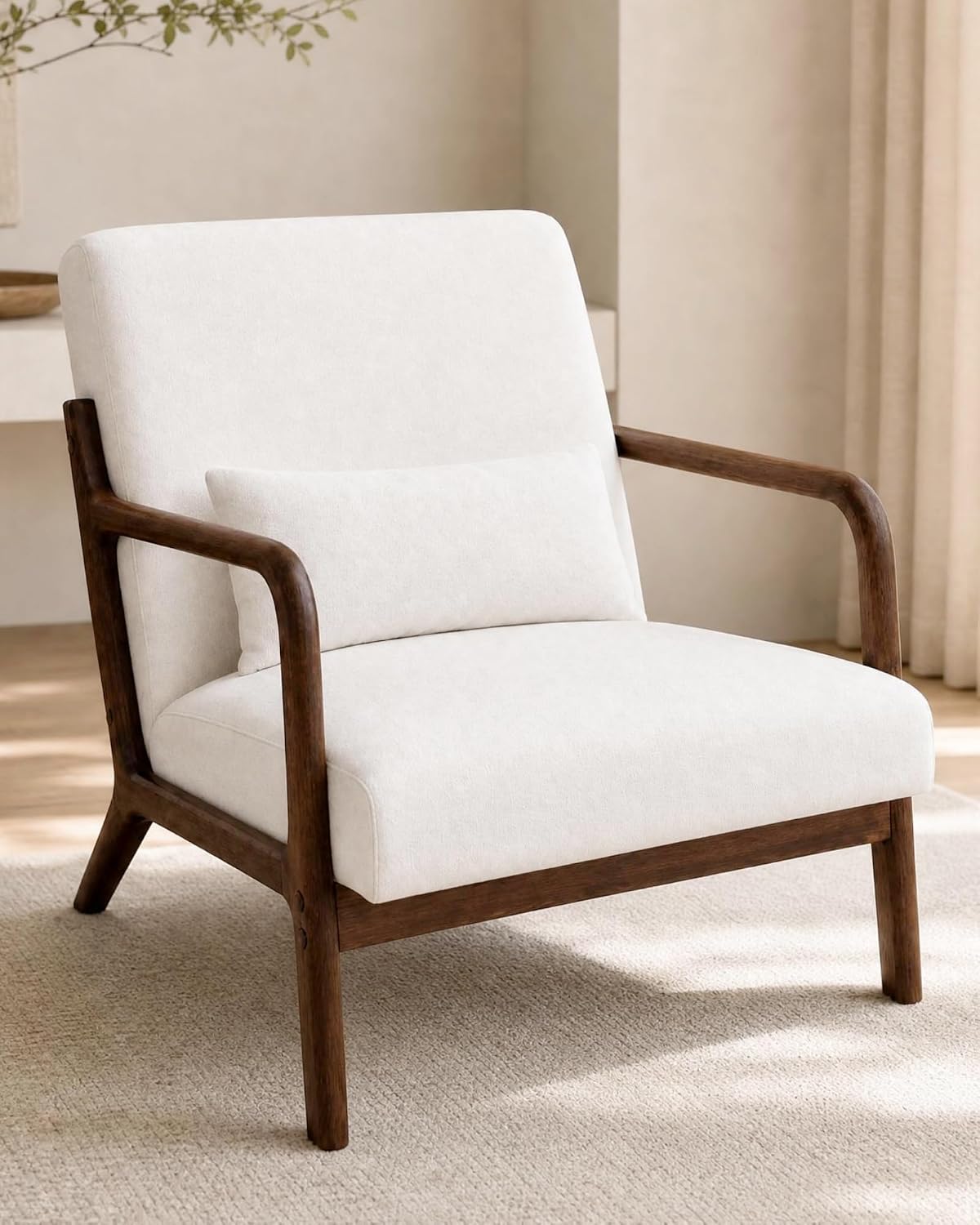 Mid-Century Accent Armchair Upholstered with Lumbar Cushion