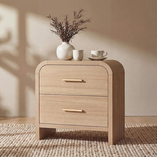 Curved Two-Drawer Modern Bedside Cabinet