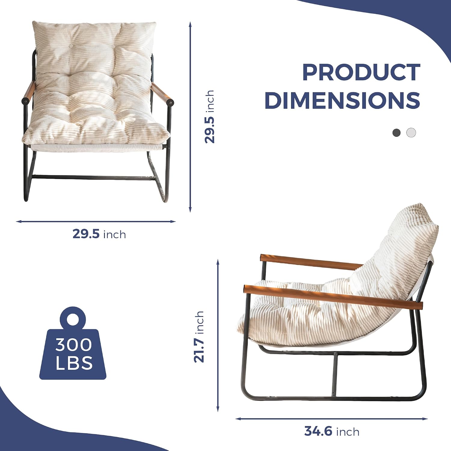 Contemporary Accent Armchair with Metal Frame