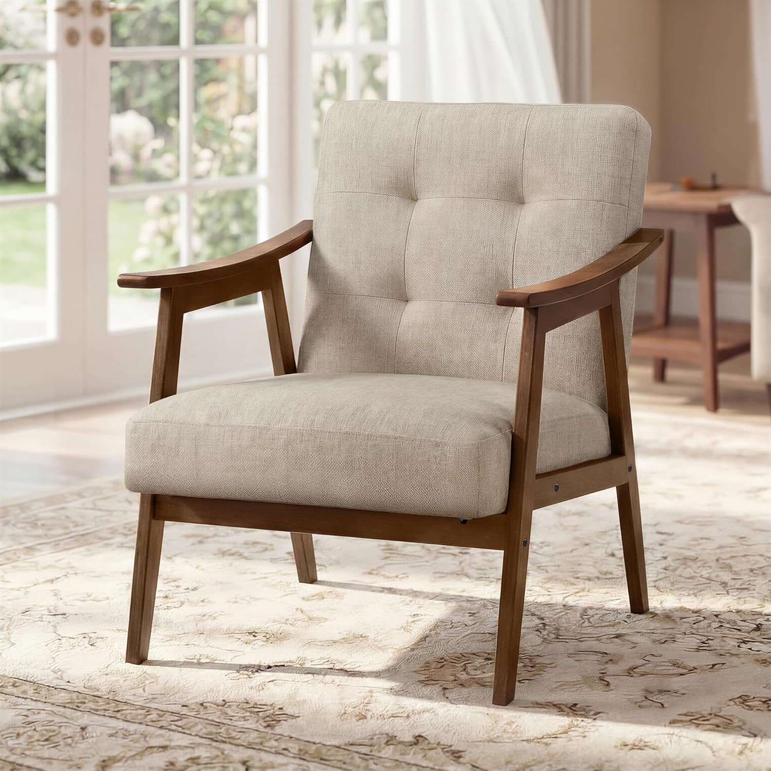 Accent Armchair, PU Leather, Button-Tufted, Thick Cushion