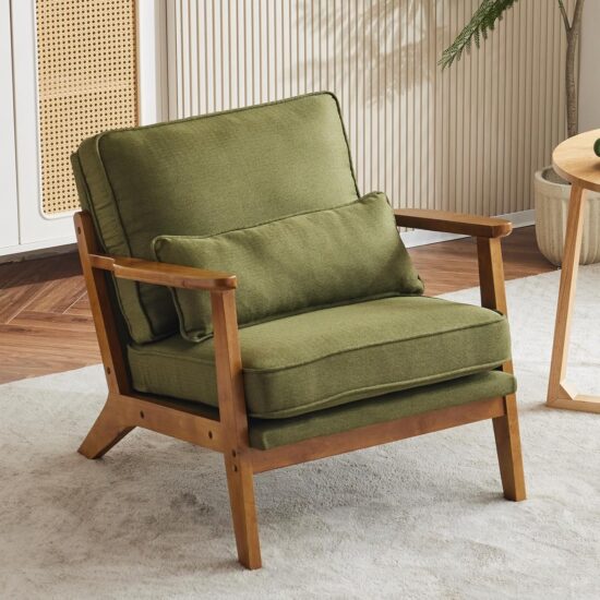Mid-Century Style Lounge Occasional Chair, Green