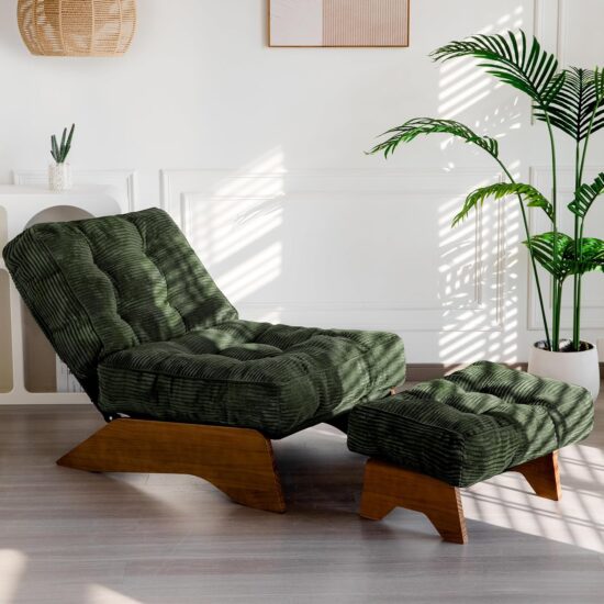 Lounge Armchair with Footstool and Adjustable Backrest
