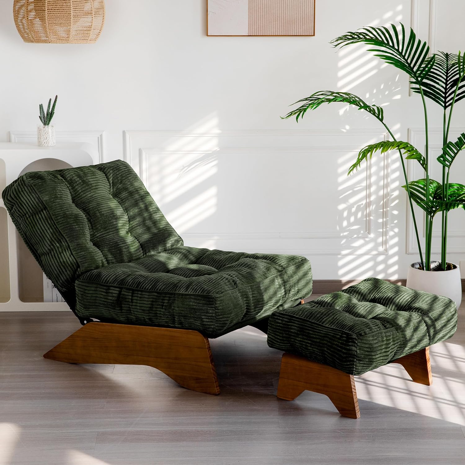 Lounge Armchair with Footstool and Adjustable Backrest
